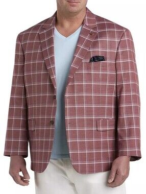 Oak Hill Windowpane Sport Coat Two Button Plaid Size 2XL 50-52 Color Barry
